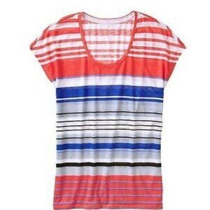 Athleta Sweet Escape short sleeved Tee Shirt Coral Sunset Riviera Size Small